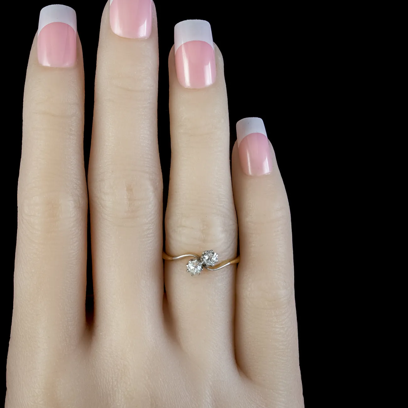 Antique Edwardian Diamond Toi Et Moi Twist Ring 0.40ct Of Diamond