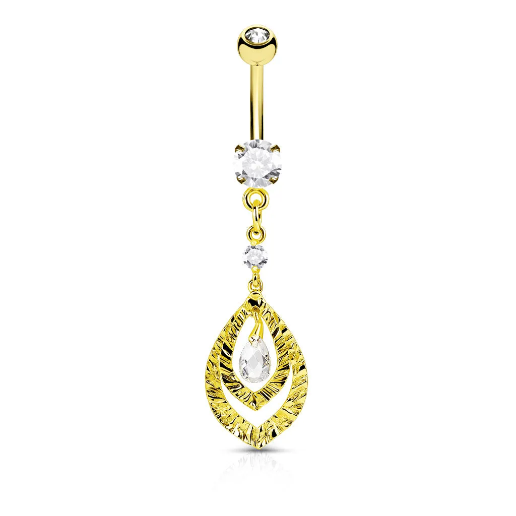 Gold Leaf Dangly Belly Ring