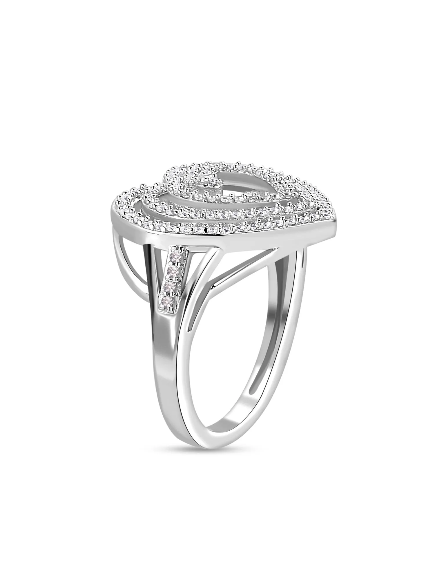 Elegant Open Heart Ring for Women – Dazzling Sterling Silver & Heart-Shaped Design, Perfect Gift for Anniversary and Valentines Day