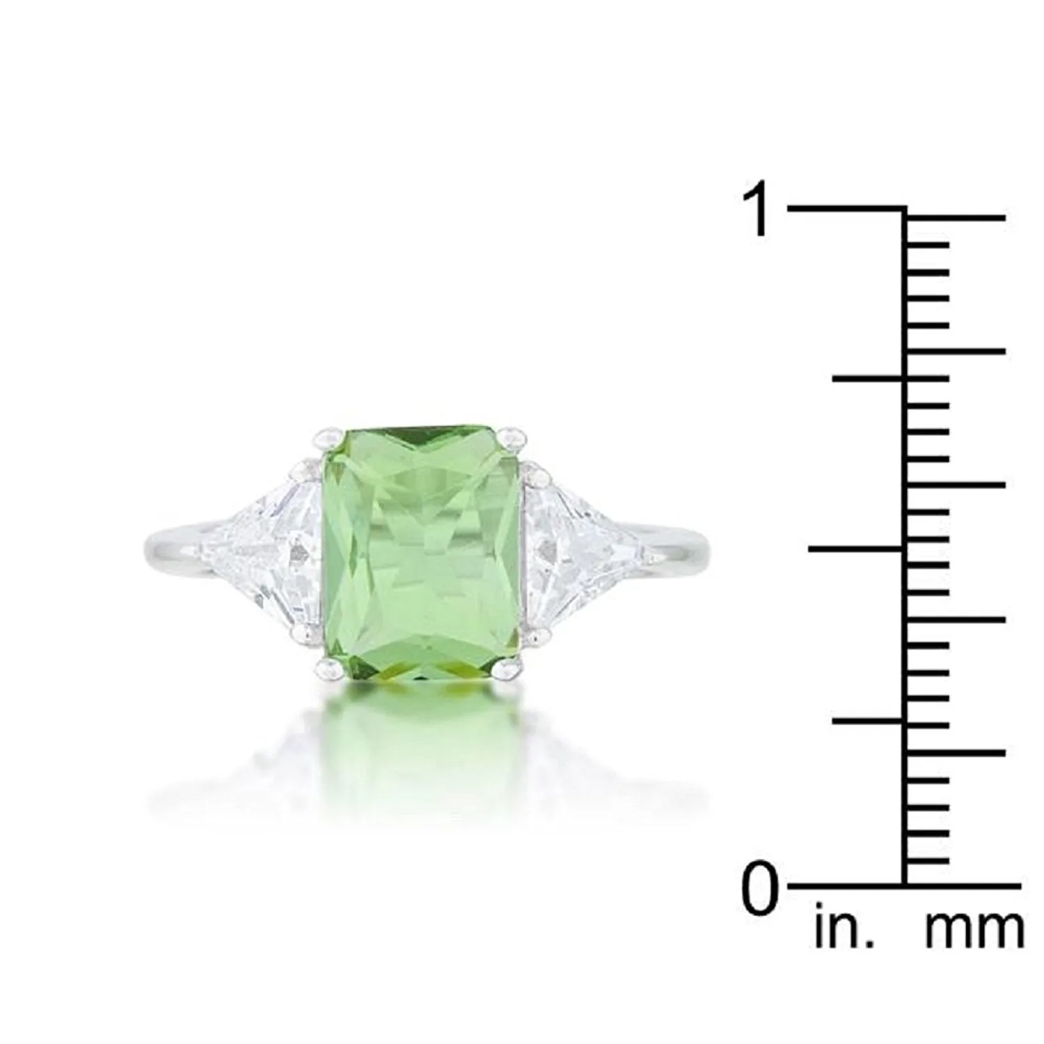 WildKlass Classic Apple Green Rhodium Plated Engagement Ring